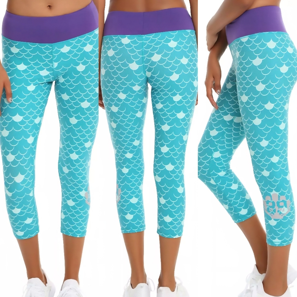 Disney The Little Mermaid Ariel Scale Girls Active Capris Junior Size Large